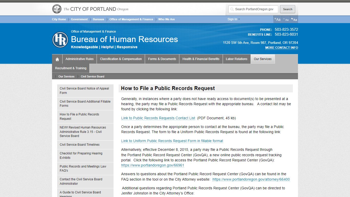 How to File a Public Records Request - Portland, Oregon